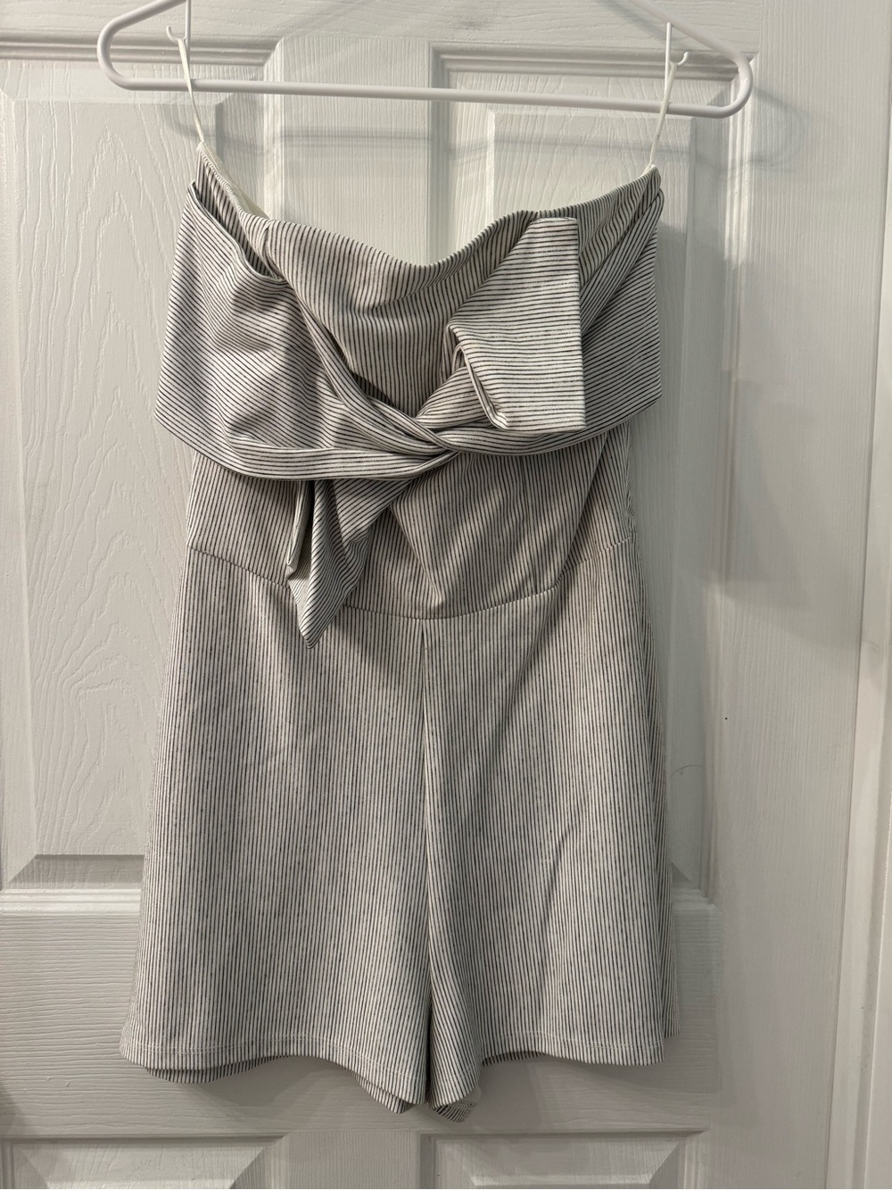 Zara Cream and Black Striped Trim Strapless Romper